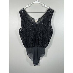 Delicates Black Sheer Lace Bodysuit